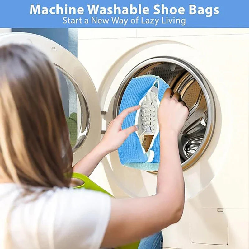 Fluffy Fiber Shoe Washing Bag 360°  Laundry Bag with Zipper Closure