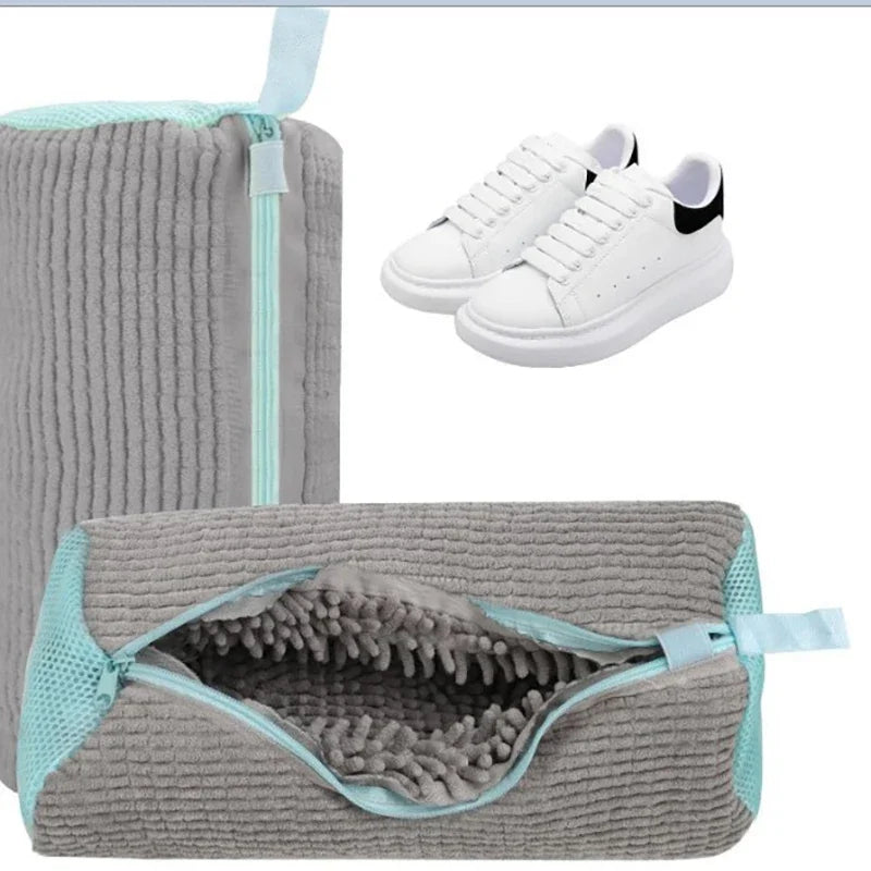 Fluffy Fiber Shoe Washing Bag 360°  Laundry Bag with Zipper Closure