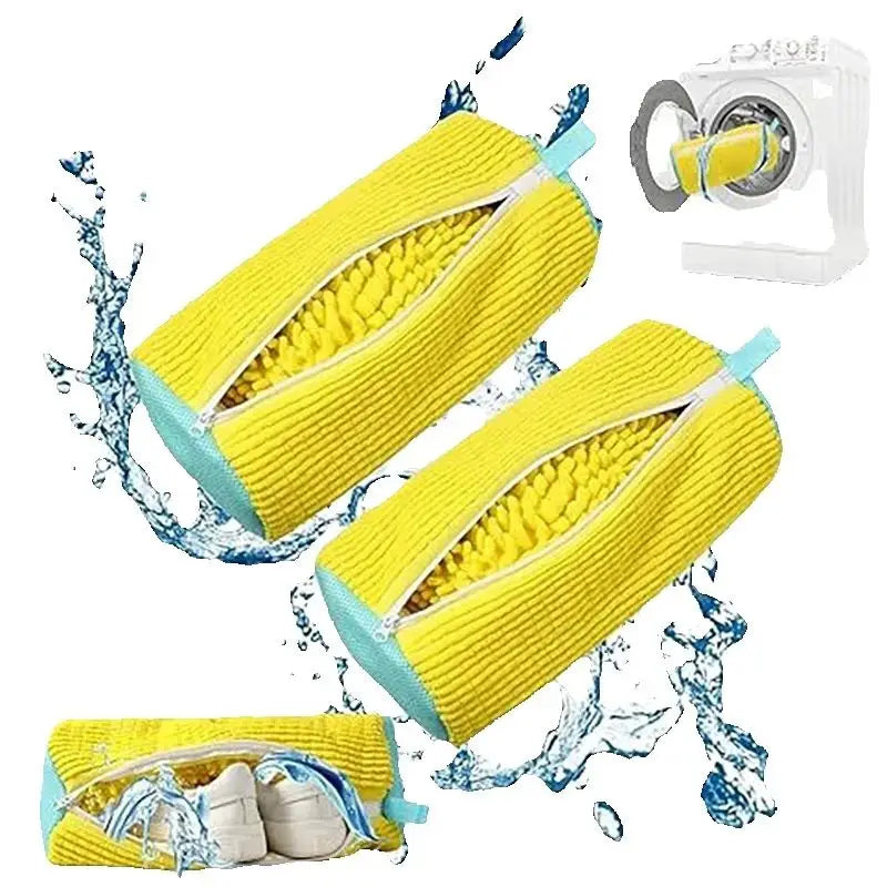Fluffy Fiber Shoe Washing Bag 360°  Laundry Bag with Zipper Closure