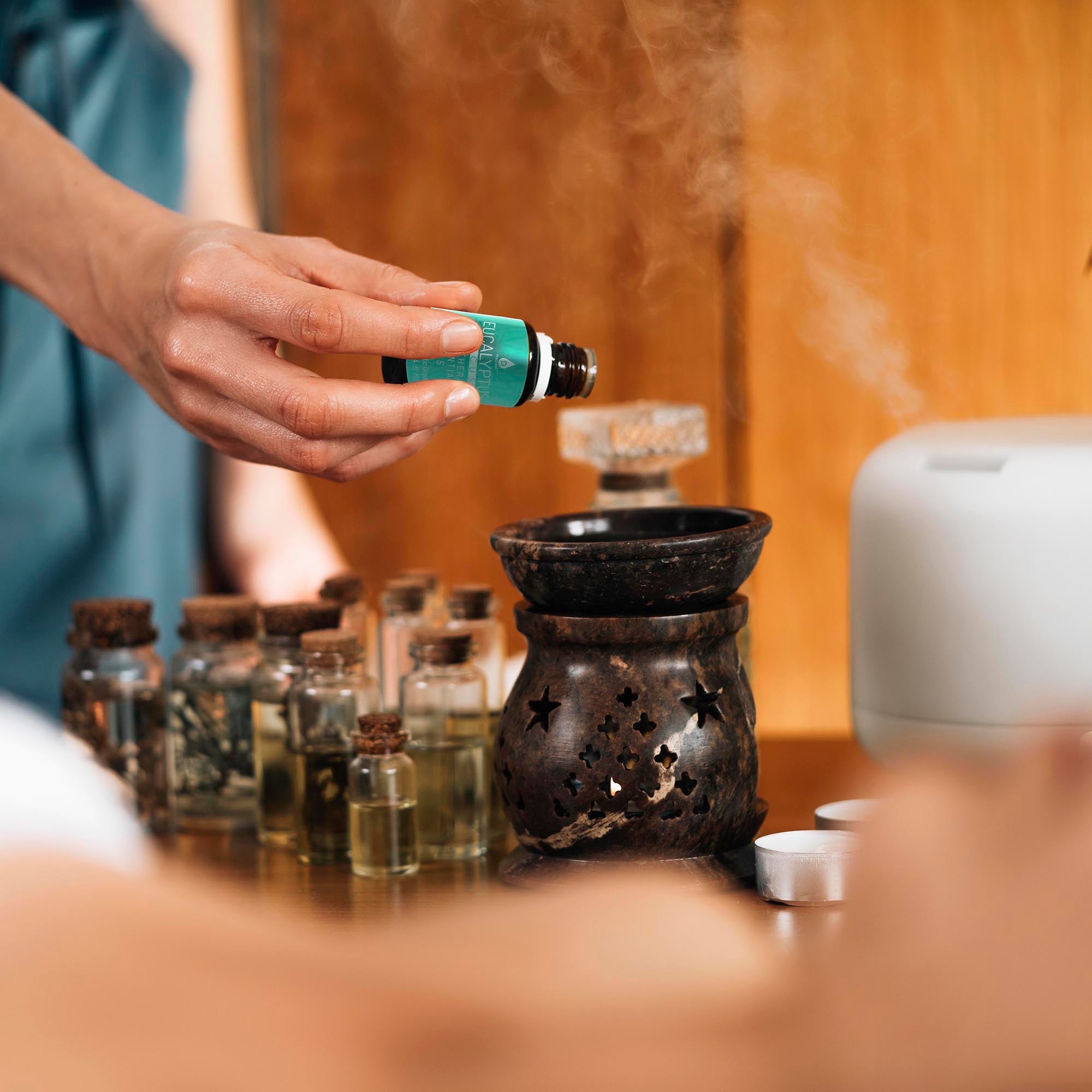 Aromatherapy Essential oils (Lavender, Eucalyptus, Frankincense)