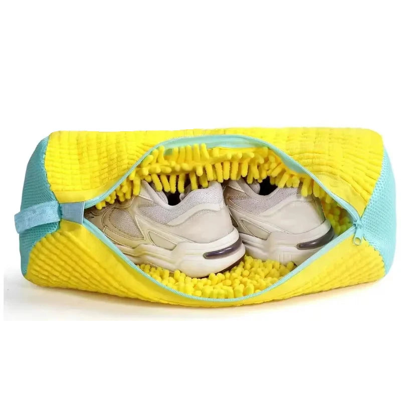 Fluffy Fiber Shoe Washing Bag 360°  Laundry Bag with Zipper Closure
