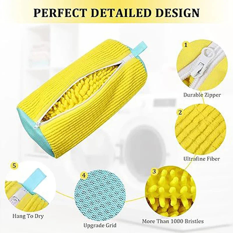 Fluffy Fiber Shoe Washing Bag 360°  Laundry Bag with Zipper Closure